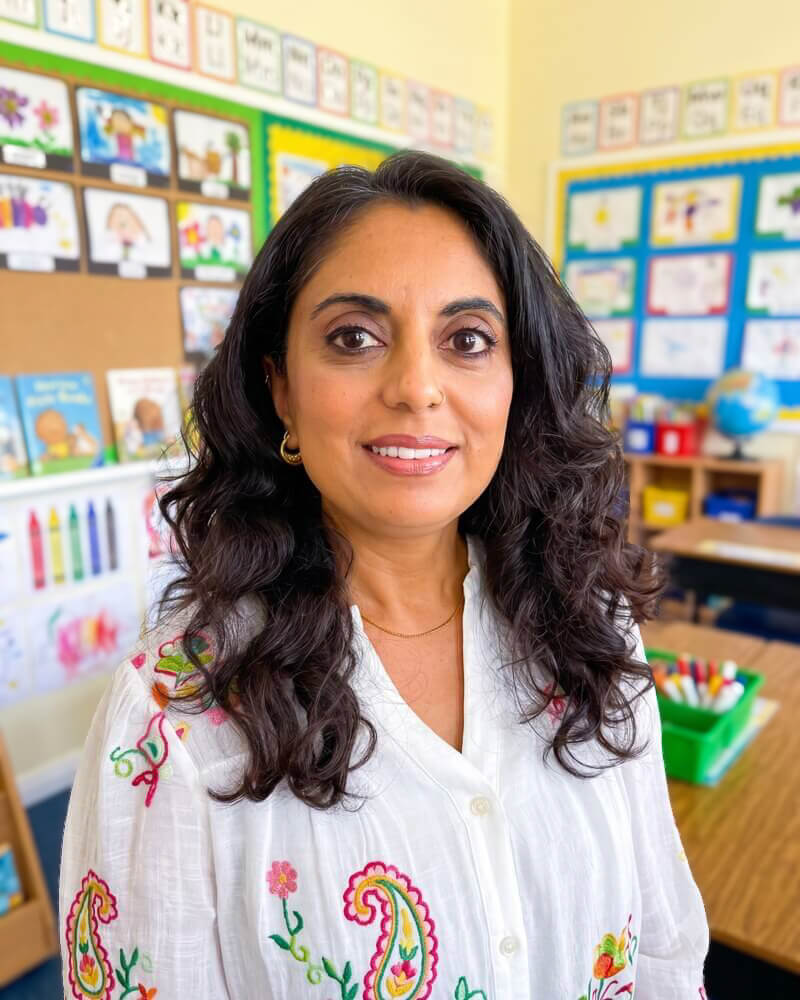Sunita Patel, founder and lead worksheet author, in her primary classroom.