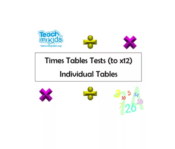 Times Tables / Division Tests (to x12) - Individual Tables